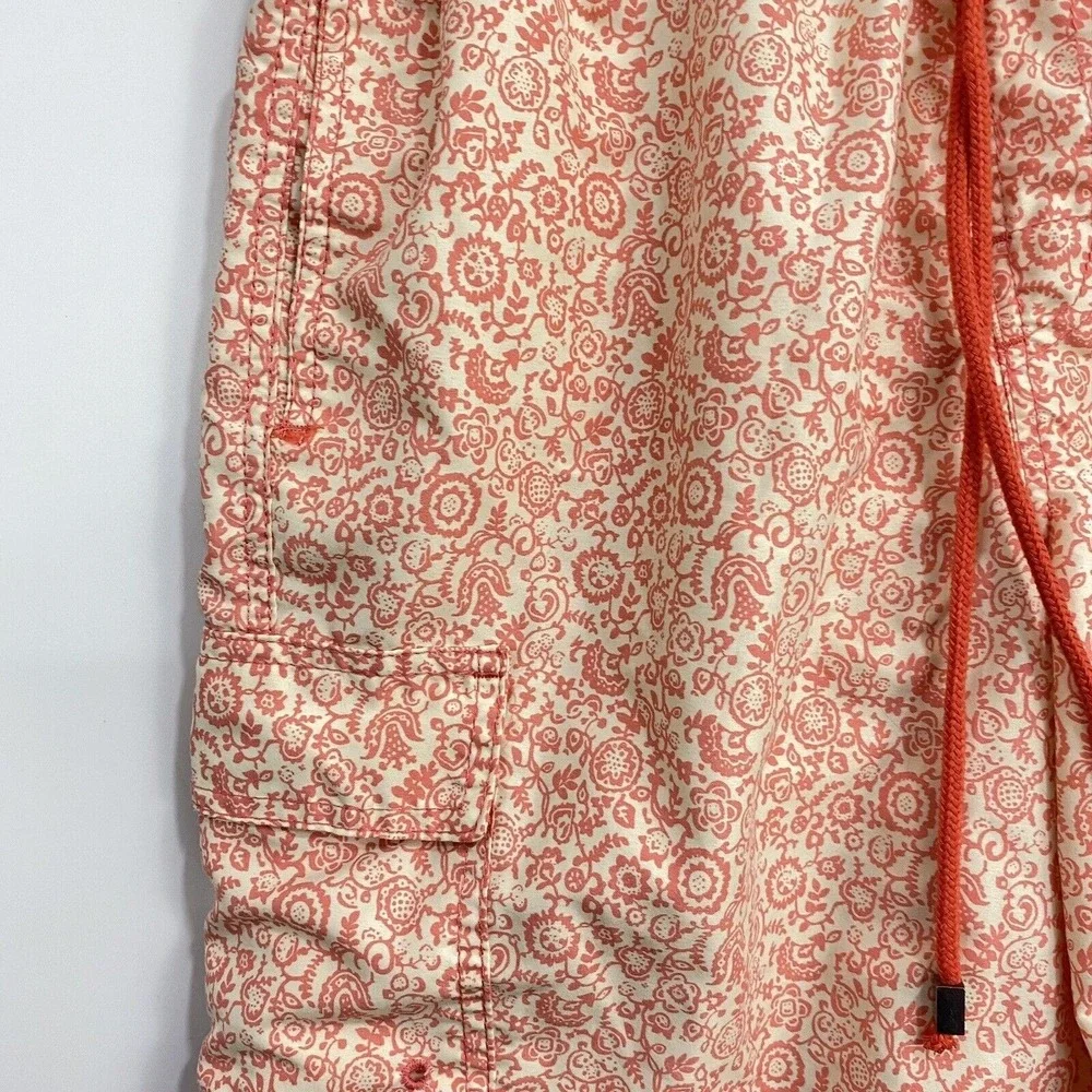 Exist Swim Trunks Mens Medium Orange Floral Paisley Surf Shorts Beachwear